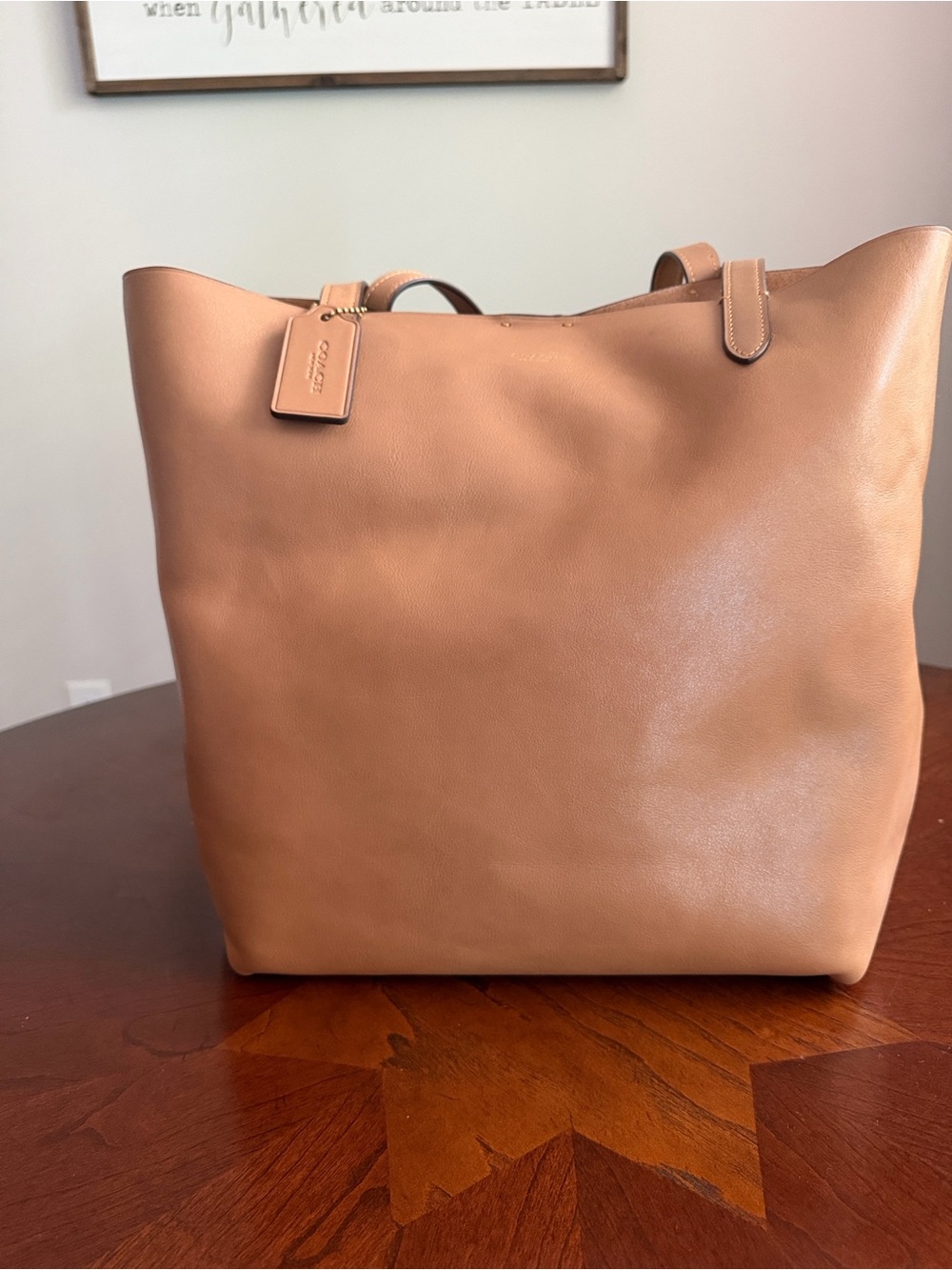 Coach Leather Tote in Warm Cognac